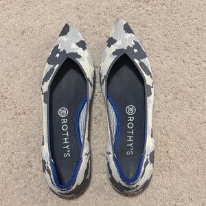 Rothy’s The Point Pointed‑Toe Flat | Grey Camouflage Knit | US 8.5 | Gently Worn